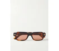 Intrecciato Rectangular-frame Tortoiseshell Acetate Sunglasses