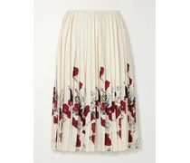 Anya Midirock Aus Glänzendem Twill Mit Blumenprint Und Plisseefalten - Creme