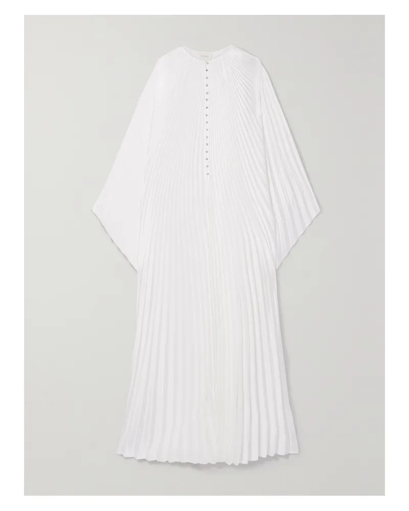SEMSEM Maxikleid Aus Plissiertem Satin Mit Kristallen - Weiß Weiß