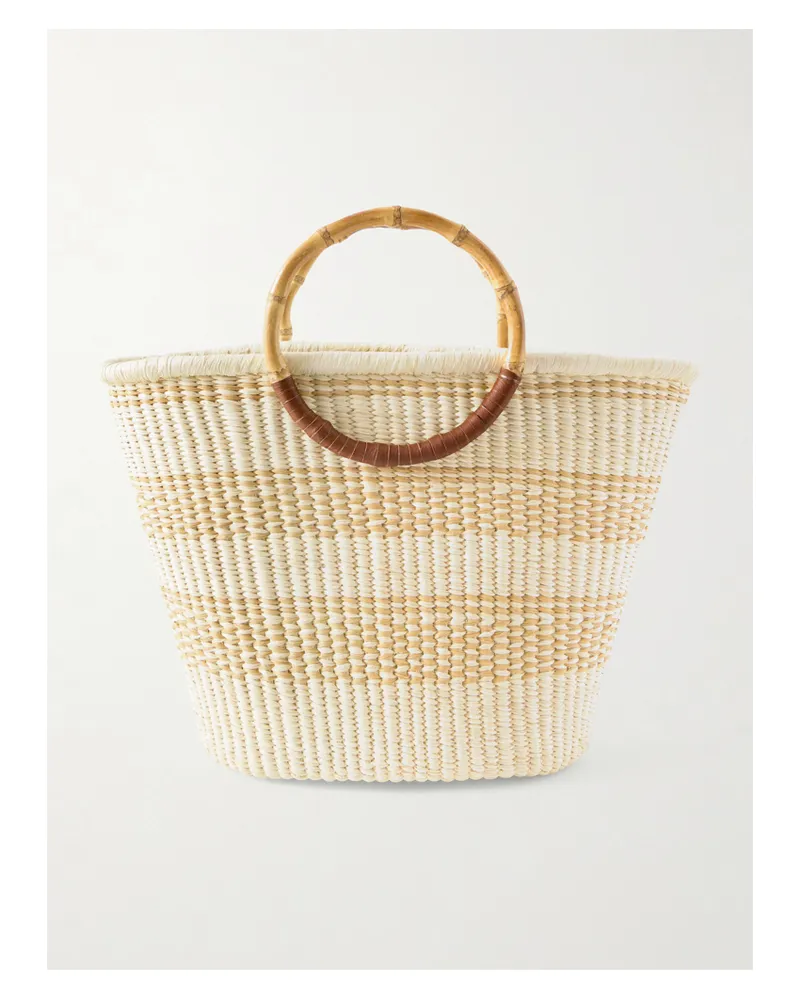 Sensi Studio Leather-trimmed Straw Tote - Neutrals Neutrals