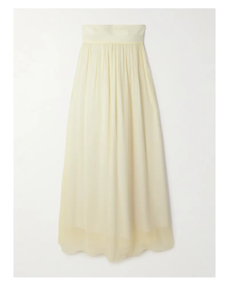 Posse Solene Trägerloses Maxikleid Aus Twill Und Chiffon Mit Raffungen - Gelb Gelb