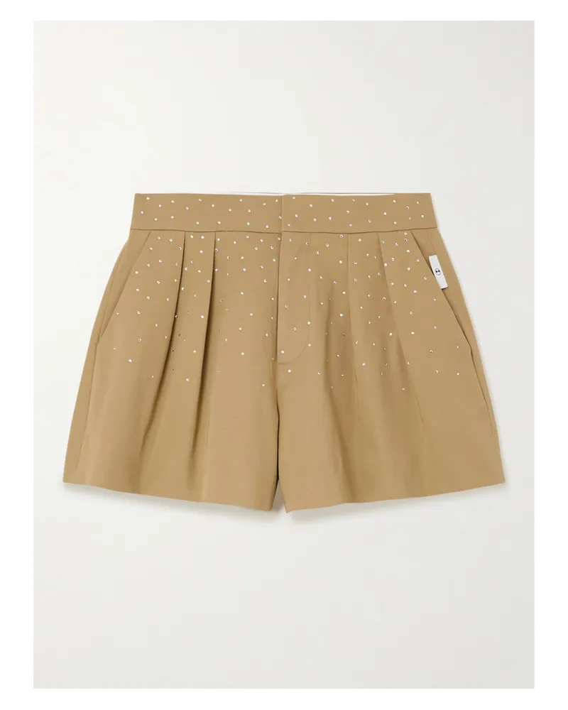 AZ FACTORY Lutz Huelle Minni Shorts Aus Baumwoll-twill Mit Falten Und Kristallen - Braun Braun
