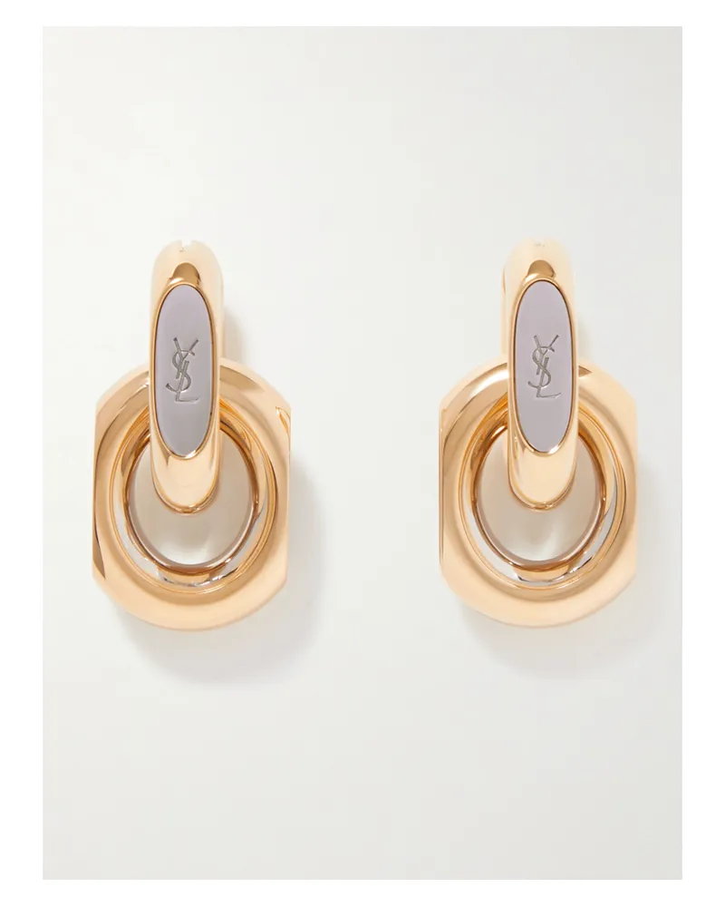 Saint Laurent Duo Link Gold- Und Silberfarbene Ohrringe Gold