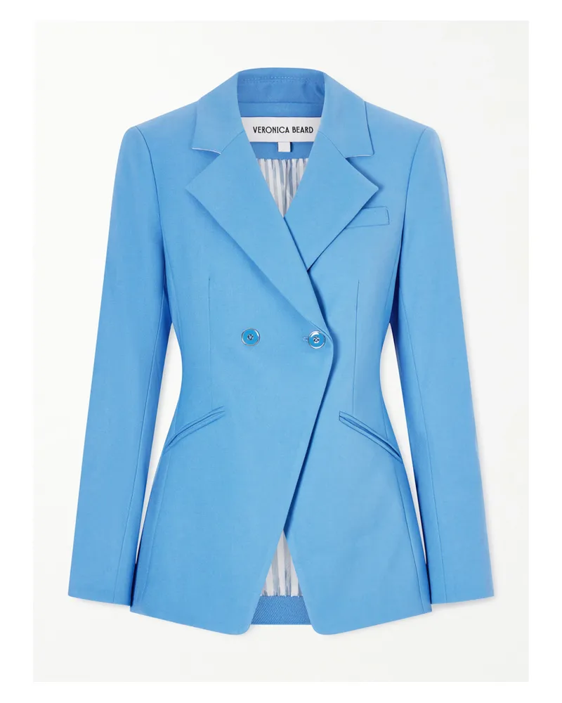 Veronica Beard Amos Dickey Double-breasted Twill Blazer - Blue Blue