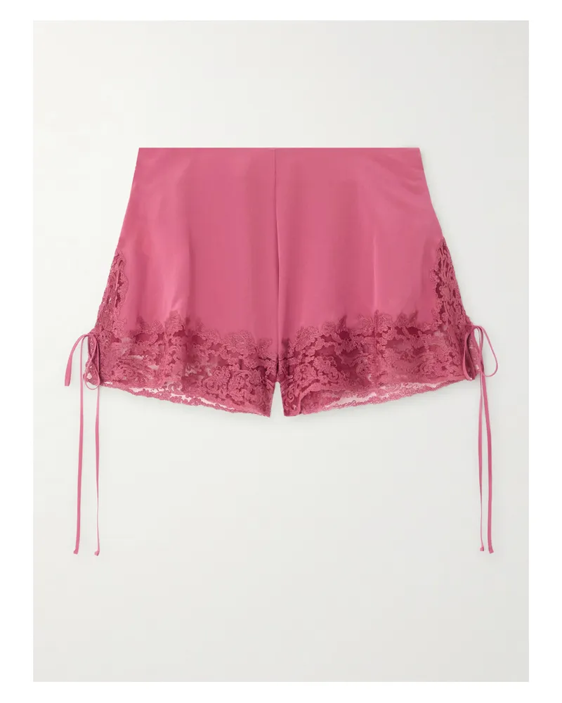 Chloé Shorts Aus Crêpe De Chine Aus Bioseide Mit Spitzenbesätzen - Pink Pink