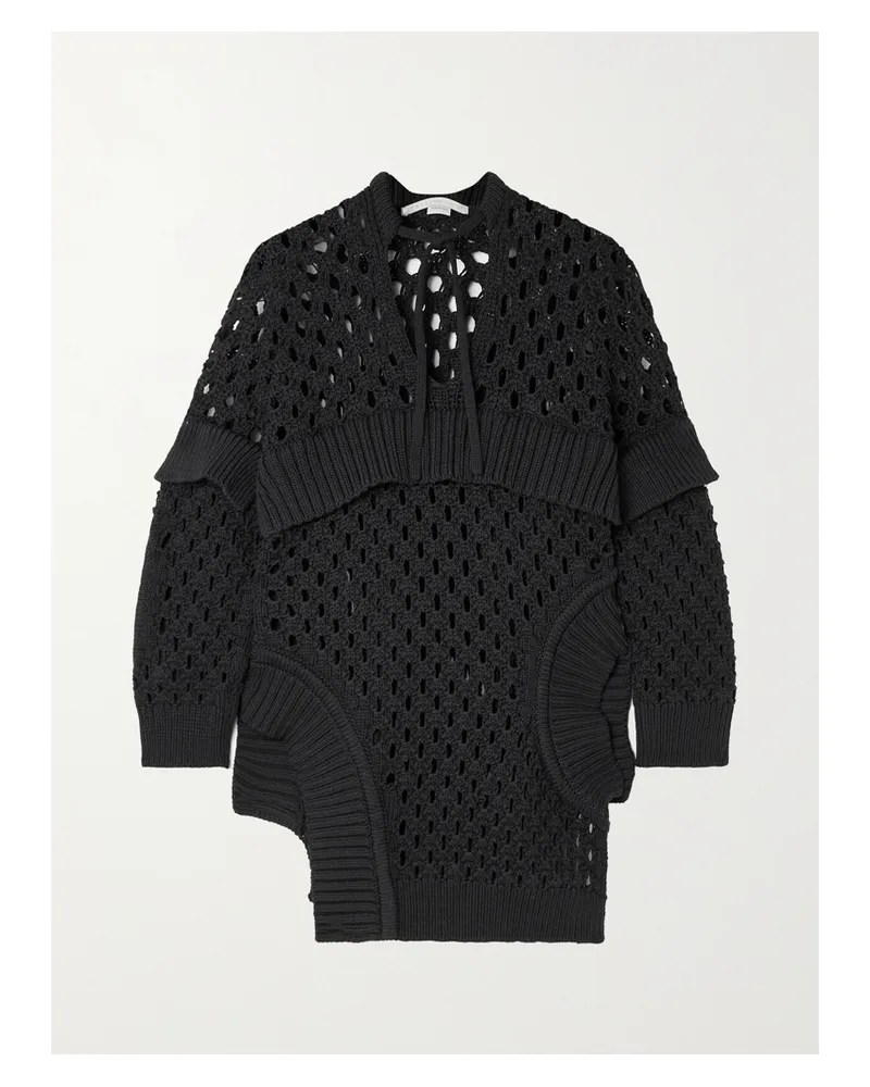 Stella McCartney Mehrlagiger Pullover Aus Einer Baumwollmischung In Lochstrick - Schwarz Schwarz