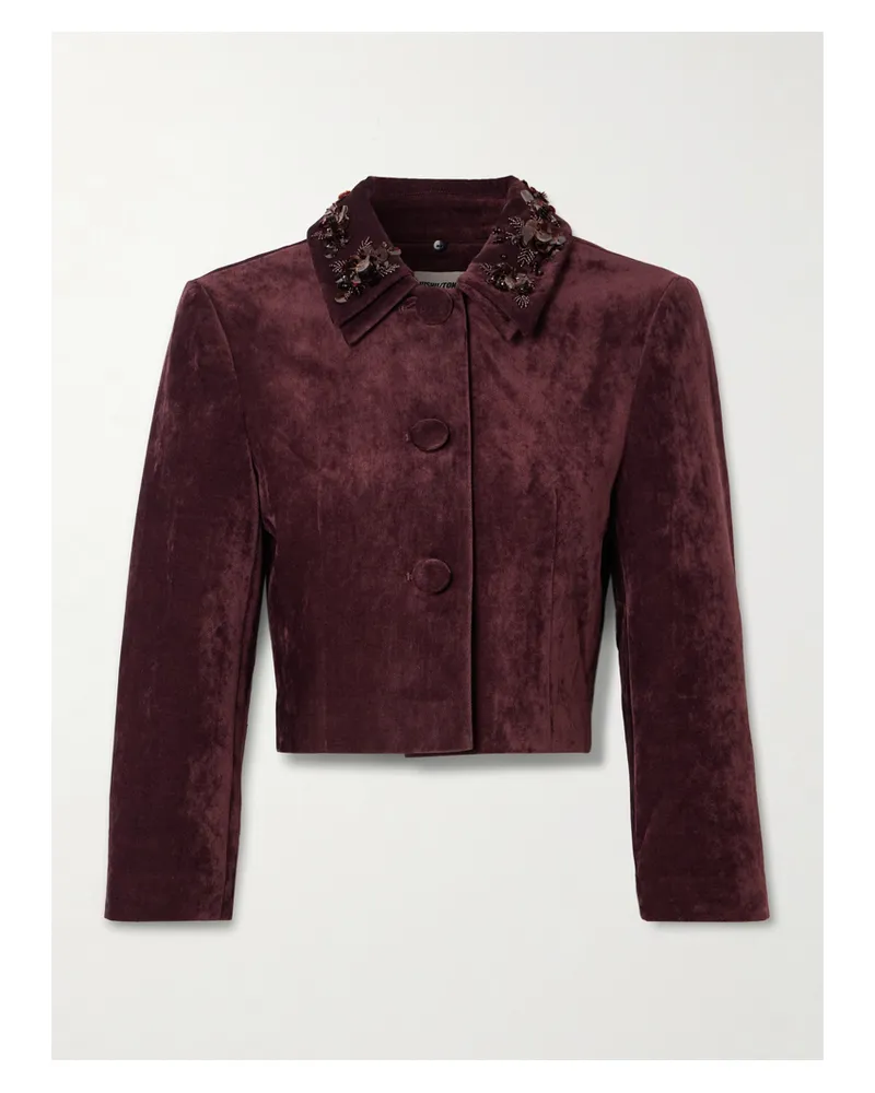SHUSHU/TONG Verkürzte Jacke Aus Samt Mit Verzierungen - Burgunder Burgunder