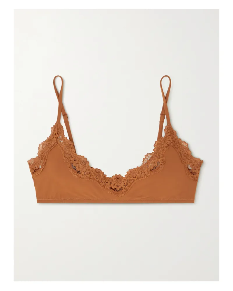 SKIMS Fits Everybody Corded Lace Scoop Bralette – Bronze – Bh Aus Stretch-material Mit Spitzenbesatz - Braun Braun