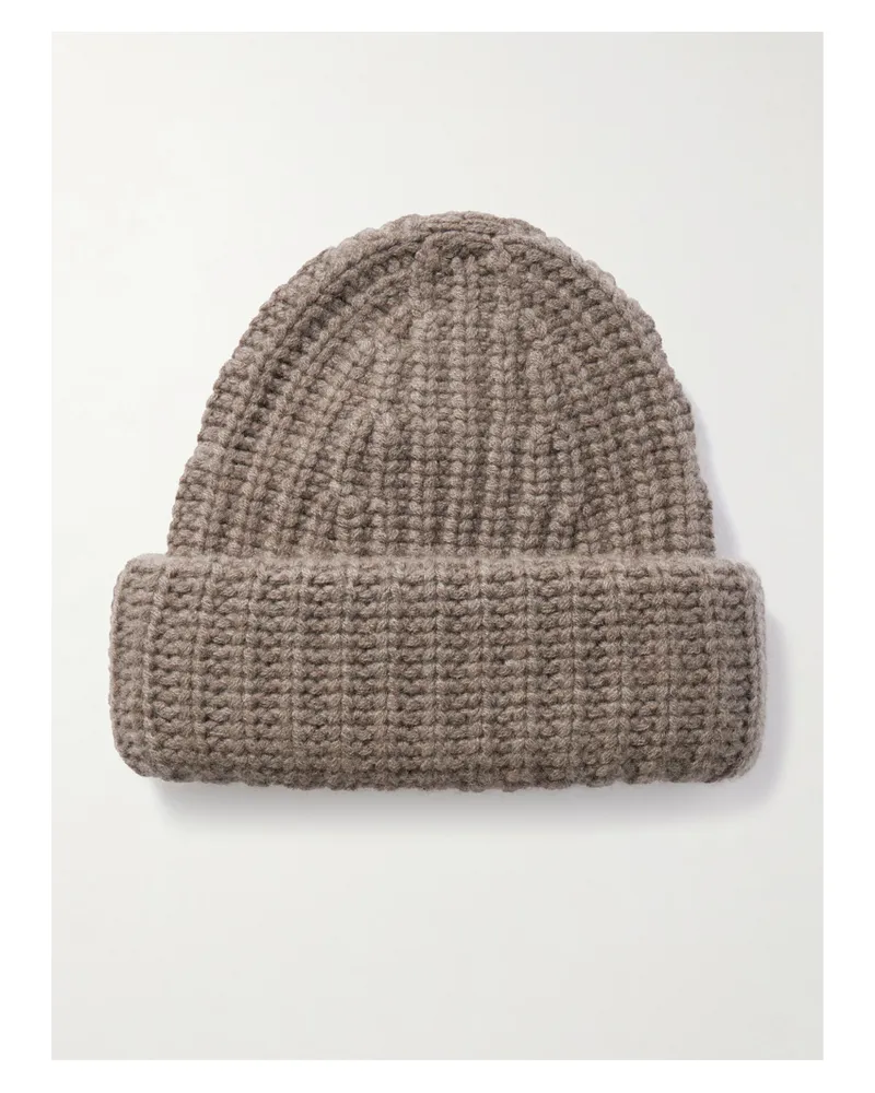 Lisa Yang Beatris Ribbed Cashmere Beanie - Neutrals Neutrals