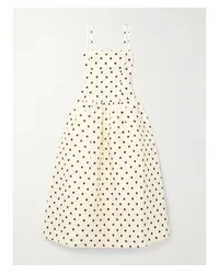 Self-Portrait Midikleid aus Taft mit Polka-dots Creme