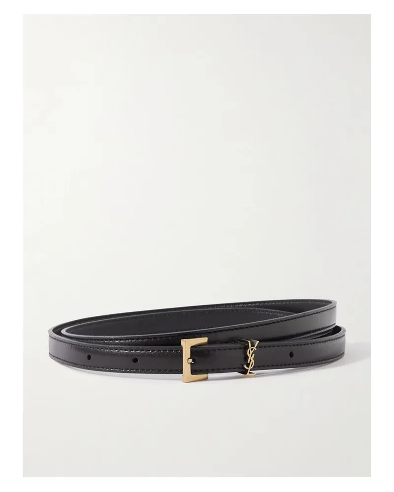 Saint Laurent Cassandre Gürtel Aus Leder - Schwarz Schwarz