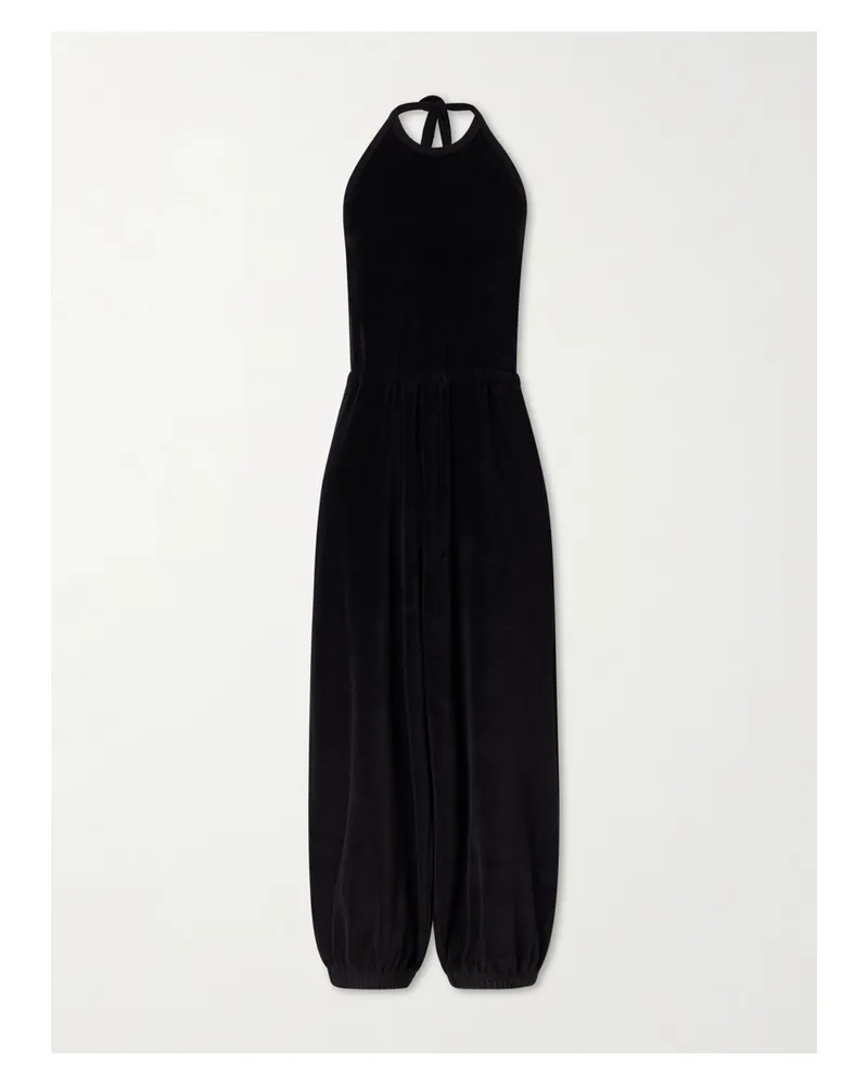 Suzie Kondi Anna Cotton-blend Terry Halterneck Jumpsuit - Black Black