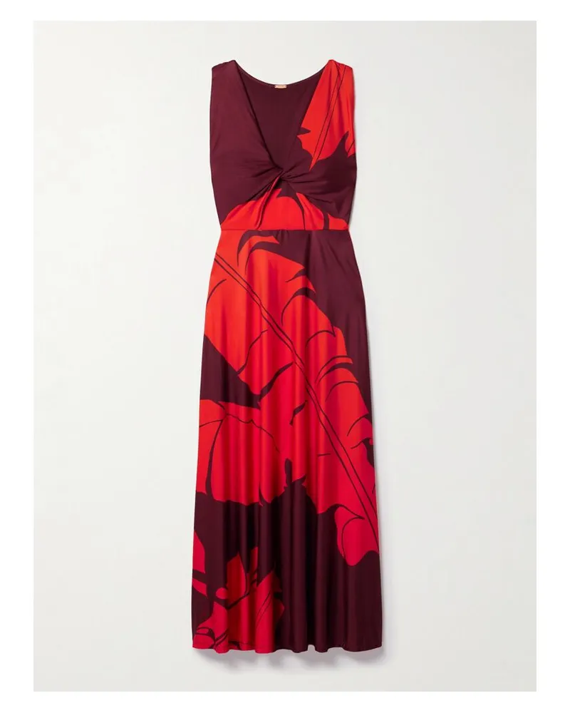 Johanna Ortiz Deep Heart Midikleid Aus Bedrucktem Stretch-jersey Mit Twist-detail Und Cut-out - Rot Rot