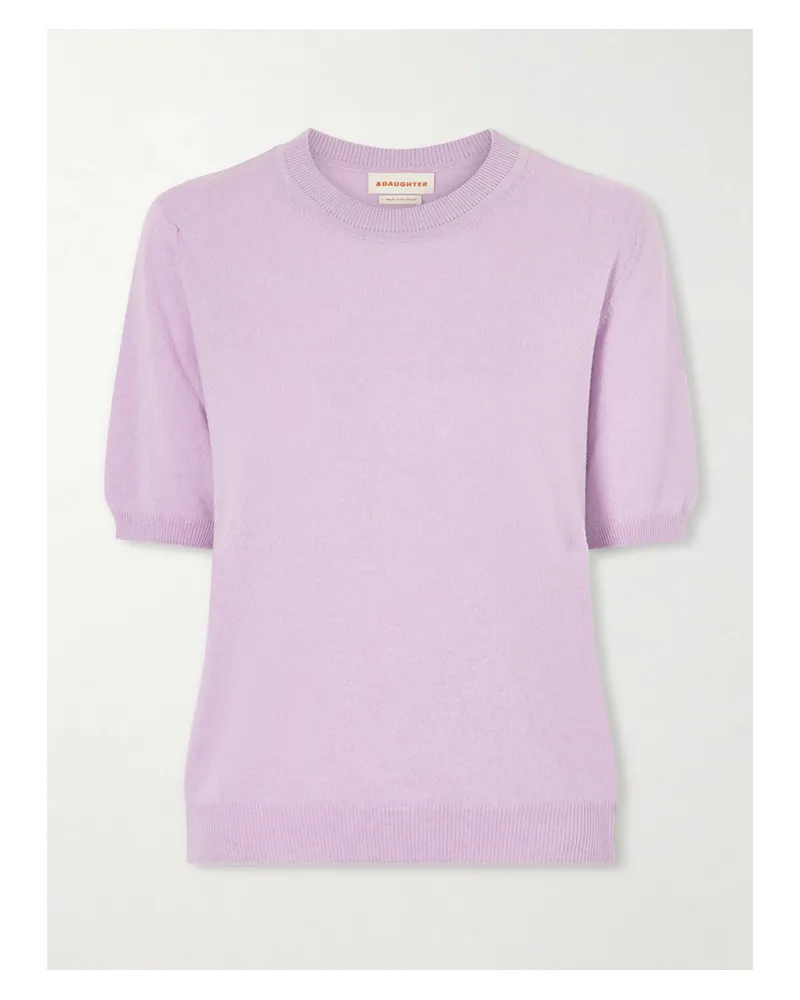 &Daughter Emer Cropped Cashmere And Cotton-blend T-shirt - Purple Purple