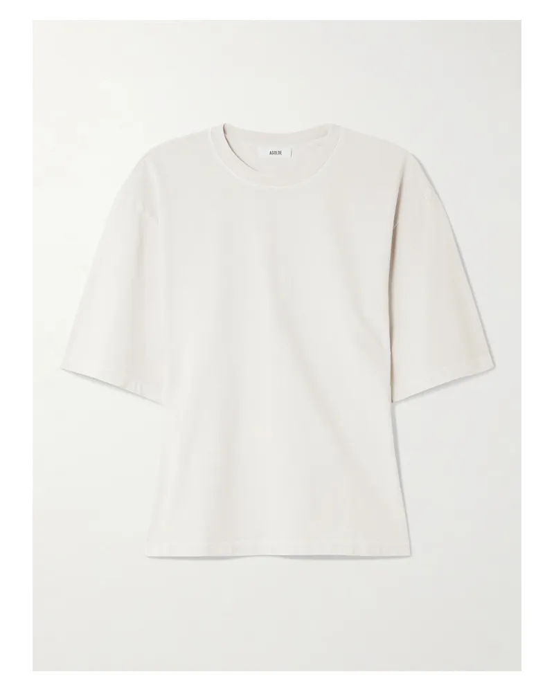 AGOLDE Storey Cotton-jersey T-shirt - Cream Cream