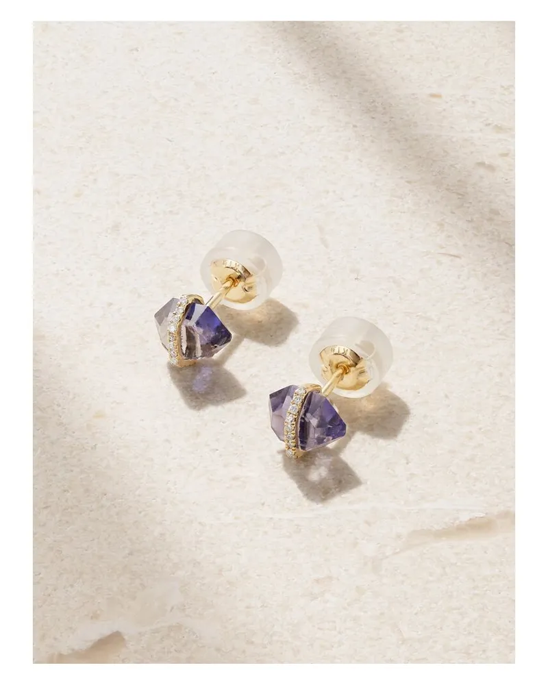 Melissa Joy Manning Ohrringe Aus Recyceltem 14 Karat Gold Mit Cordieriten Und Herkimer-diamanten - Lila Lila