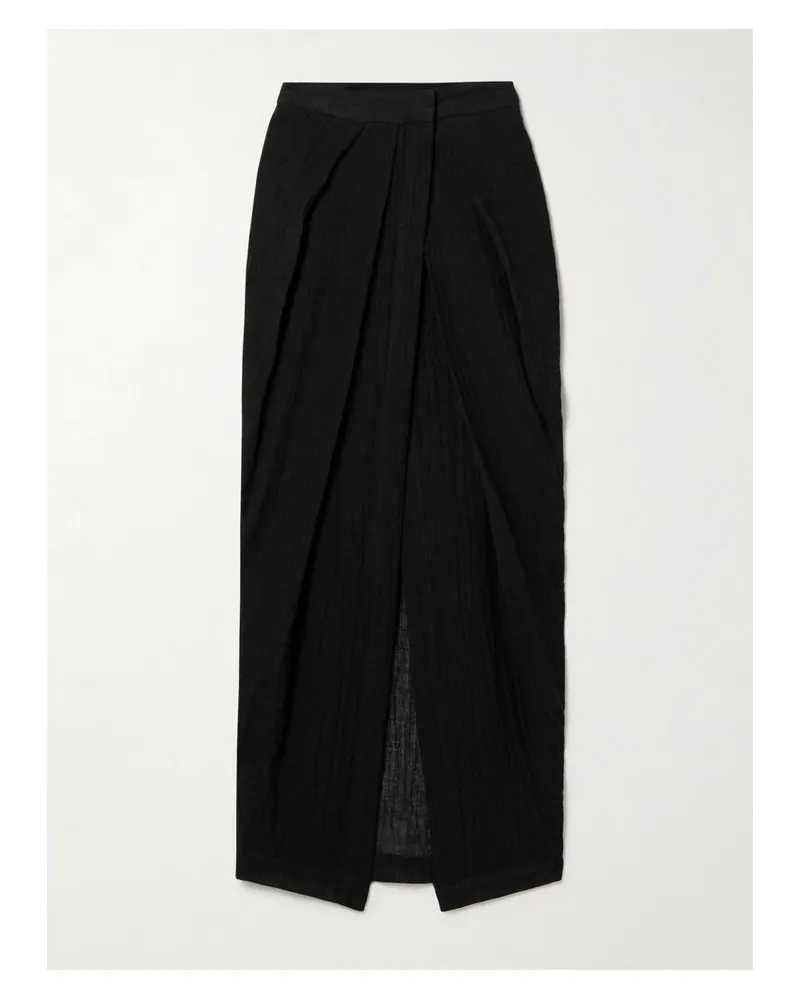 Lisa Marie Fernandez Net Sustain Pareo Aus Gaze Aus Einer Leinenmischung In Knitteroptik Mit Falten - Schwarz Schwarz
