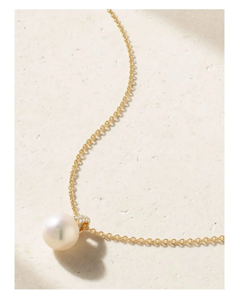 Mikimoto Kette Aus 18 Karat Gold Mit Perle Und Diamanten Gold