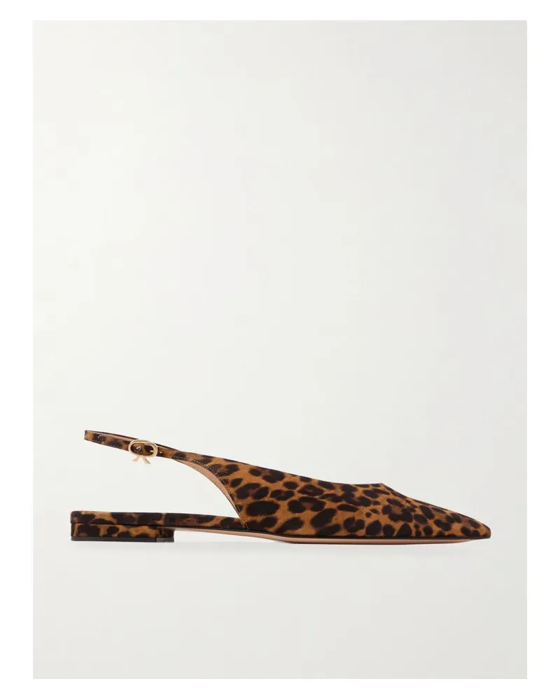 Gianvito Rossi Robbie Flache Slingback-schuhe Aus Veloursleder Mit Leopardenprint - Animal-Print Animal-print