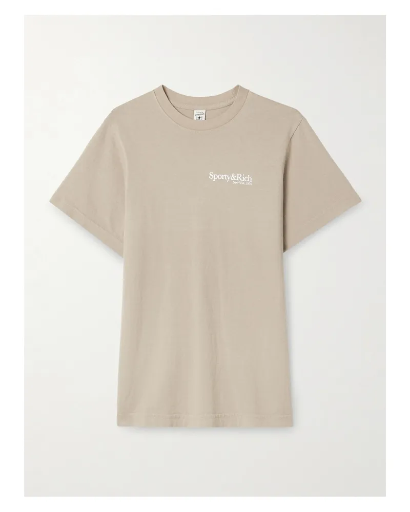 SPORTY & RICH T-shirt Aus Baumwoll-jersey Mit Print - Neutral Neutral
