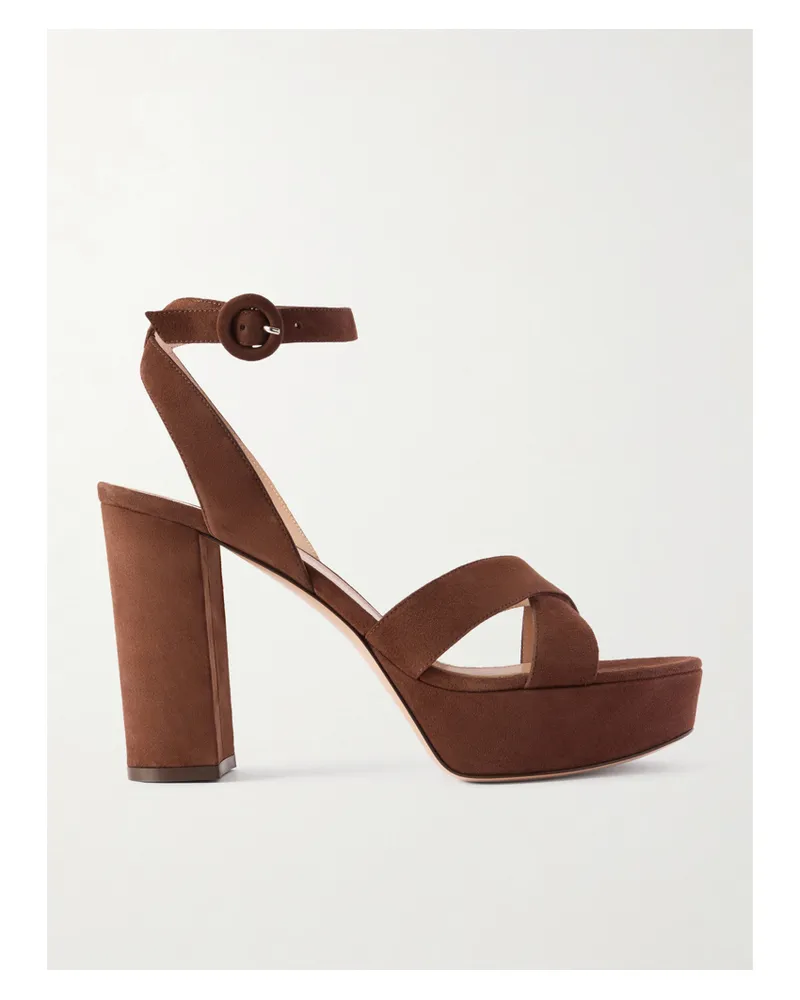 Gianvito Rossi Sabrina Suede Platform Sandals - Brown Brown