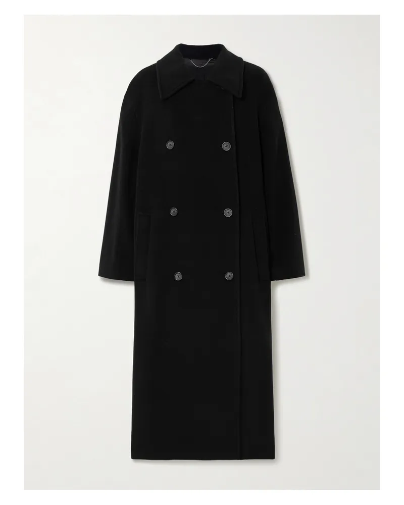 Totême Shield Doppelreihiger Oversized-mantel Aus Einer Wollmischung - Schwarz Schwarz
