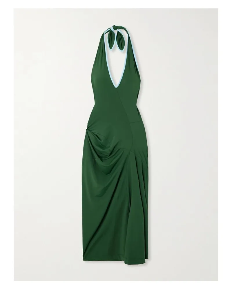 Dries van Noten Neckholder-midikleid Aus Stretch-jersey Mit Raffungen - Grün Grün
