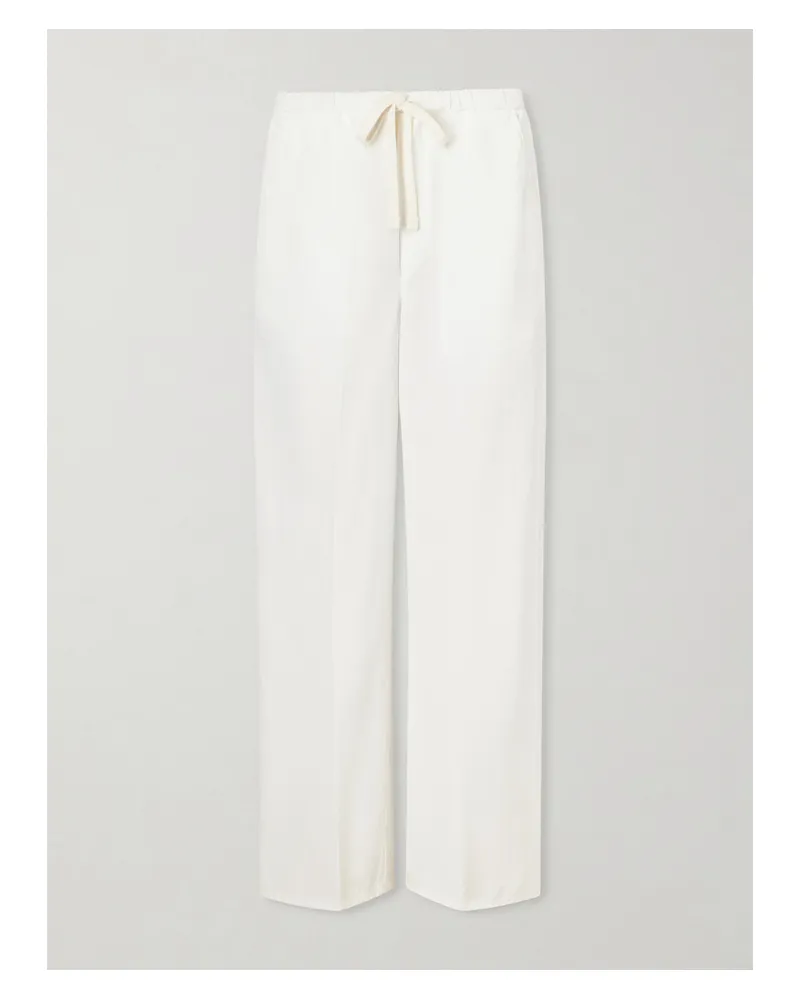 Citizens of humanity Aurora Cotton And Linen-blend Wide-leg Pants - White White