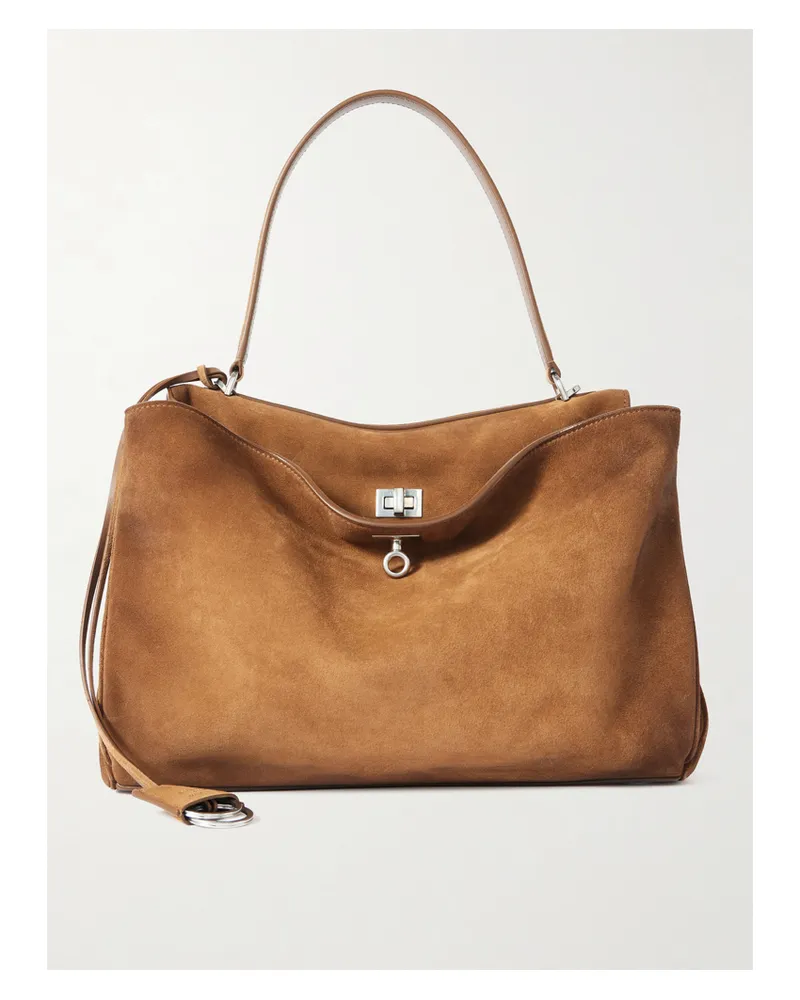 Balenciaga Rodeo Medium Suede Shoulder Bag - Brown Brown