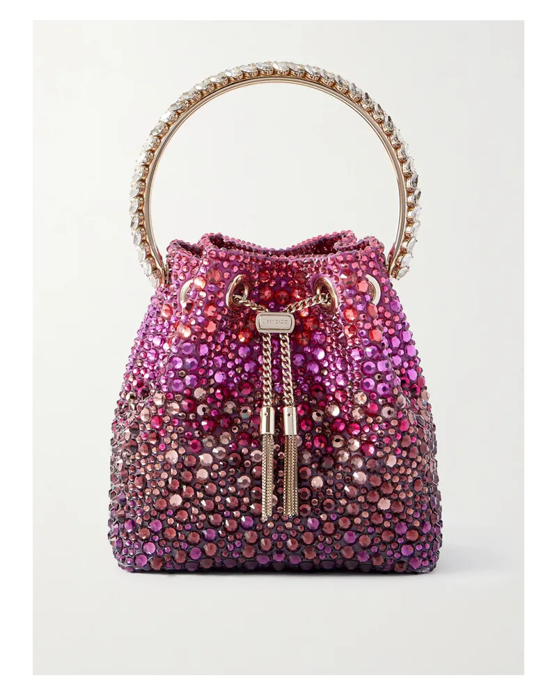 Jimmy Choo Bon Bon Crystal-embellished Satin Bucket Bag - Purple Purple