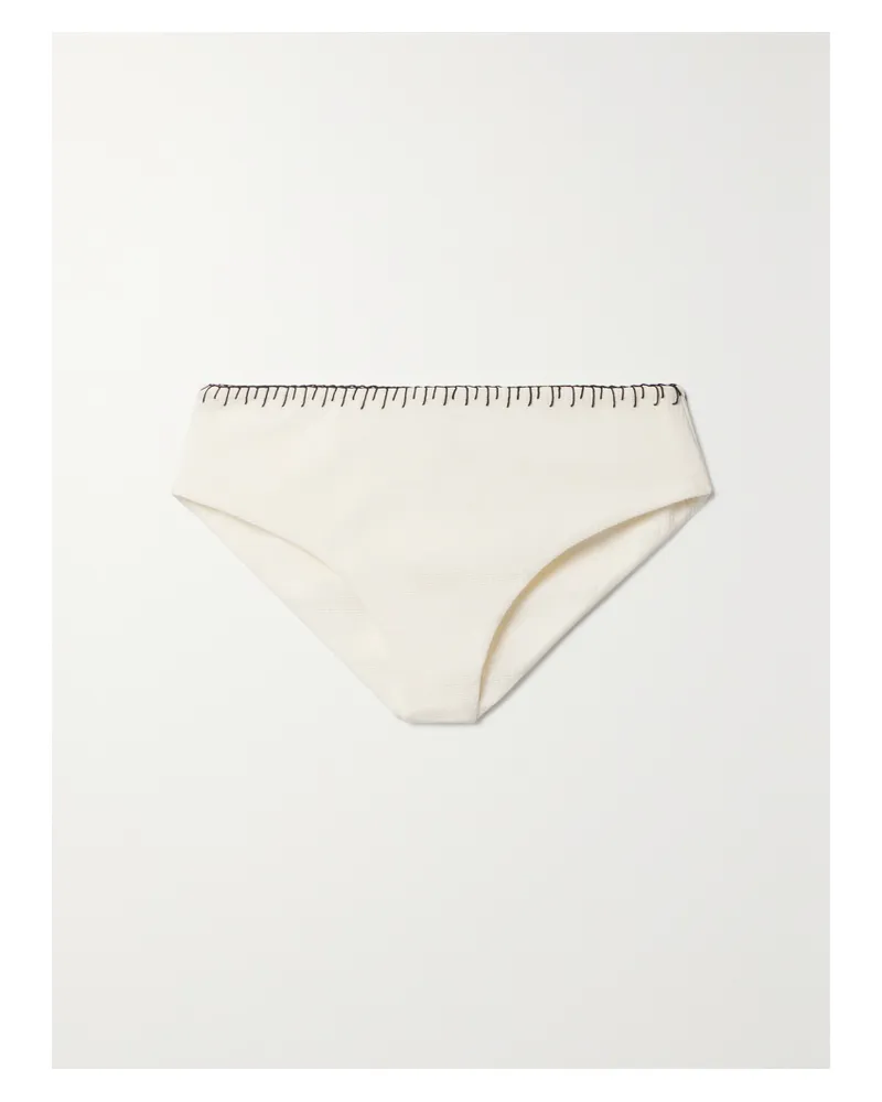 Marysia Barragan Bikini-höschen Aus Seersucker Mit Stickereien - Weiß Weiß