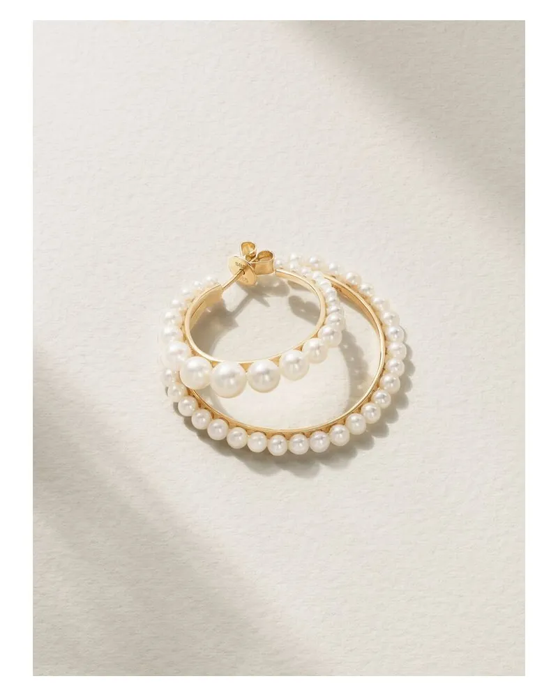 Sophie Bille Brahe Boucle Perle Einzelne Creole Aus Recyceltem 14 Karat Gold Mit Perlen Gold