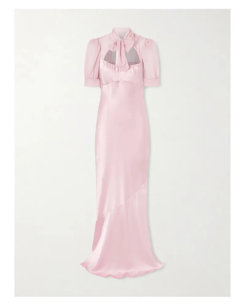 Alessandra Rich Pussy-bow Silk-satin And Georgette Gown - Pink Pink