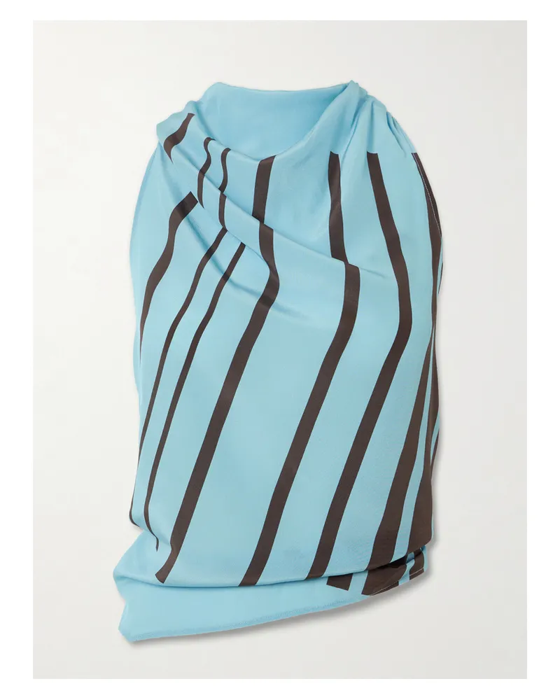 SIR Rioja Embellished Striped Silk-crepe Halterneck Top - Blue Blue