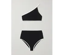 Net Sustain Asymmetrischer, Zweifarbiger Bikini aus Crêpe