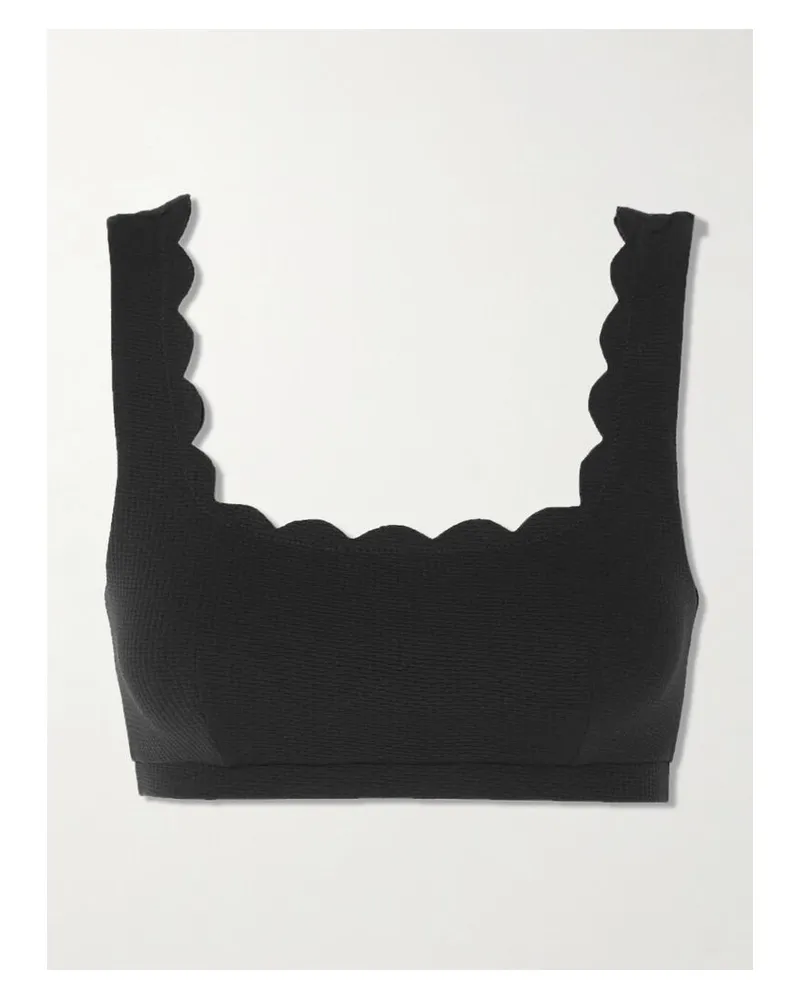 Marysia Palm Springs Bikini-oberteil Aus Recyceltem Seersucker Mit Wellenkanten - Schwarz Schwarz