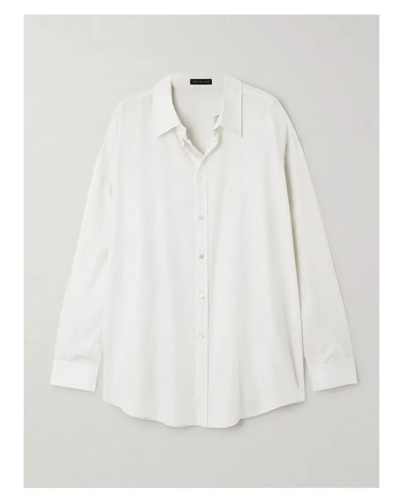 Balenciaga Oversized-hemd Aus Lyocell Mit Stickerei - Wollweiß Wollweiß