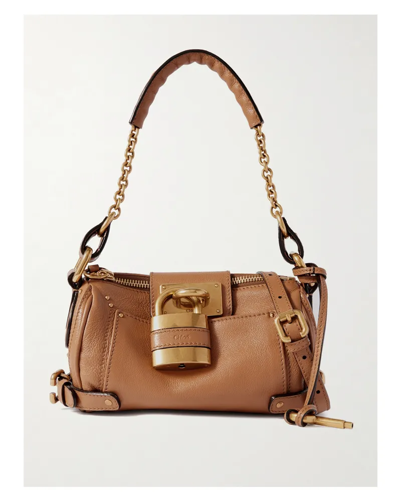 Chloé Paddington Schultertasche Aus Strukturiertem Leder - Braun Braun