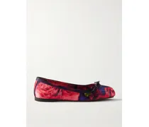 Mamadrague Ballerinas Aus Glänzendem Crêpe Mit Blumenprint Und Schleife - Rot