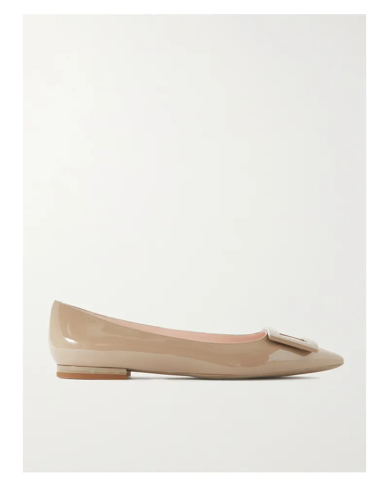 Roger Vivier Gommettine Patent-leather Point-toe Flats - Brown Brown