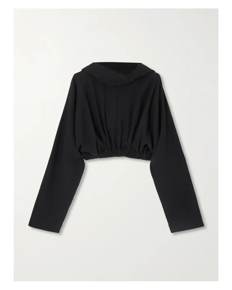 Rick Owens Verkürzter Hoodie Aus Woll-crêpe - Schwarz Schwarz