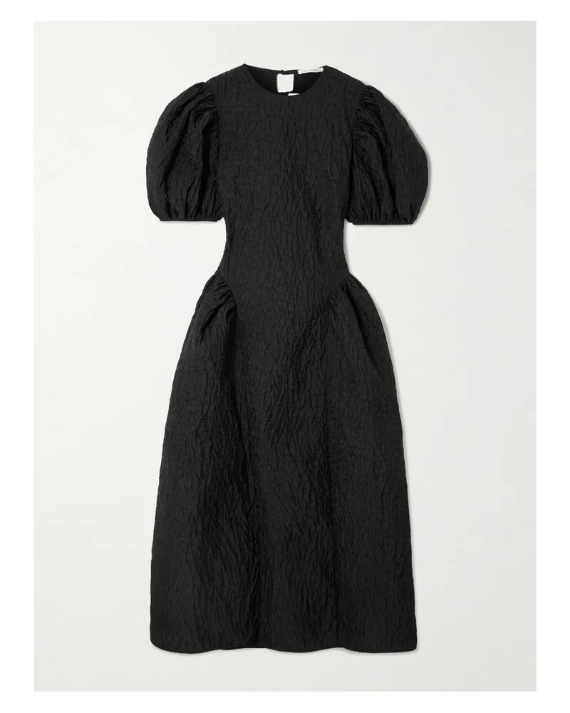 Cecilie Bahnsen Bali Midikleid Aus Matelassé Mit Cut-out - Schwarz Schwarz