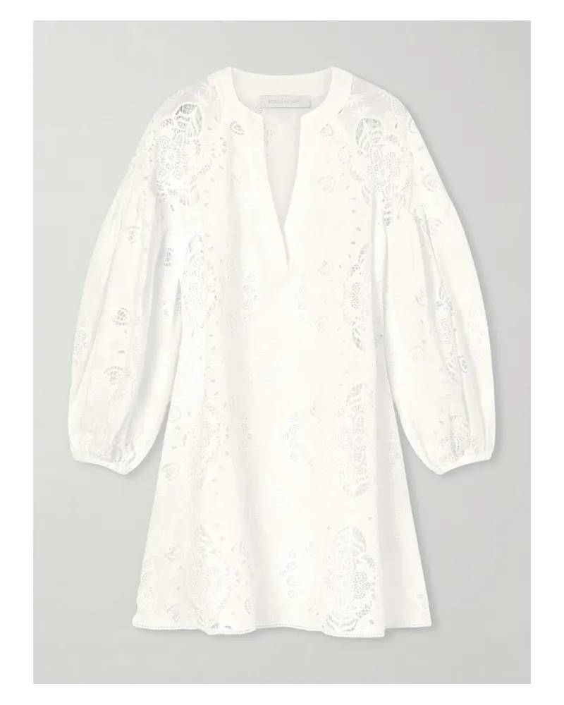 Borgo De Nor Harlow Cotton-blend Lace Mini Dress - White White
