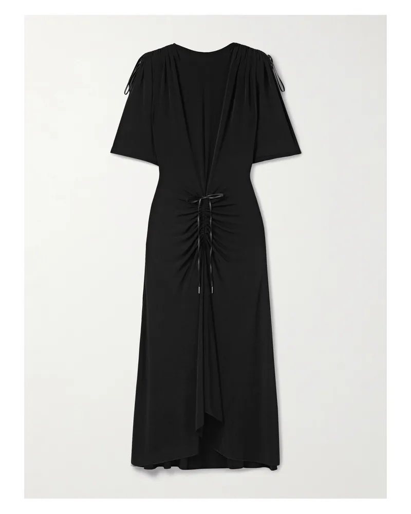 Brandon Maxwell The Sienna Maxikleid Aus Stretch-jersey Mit Bändern - Schwarz Schwarz