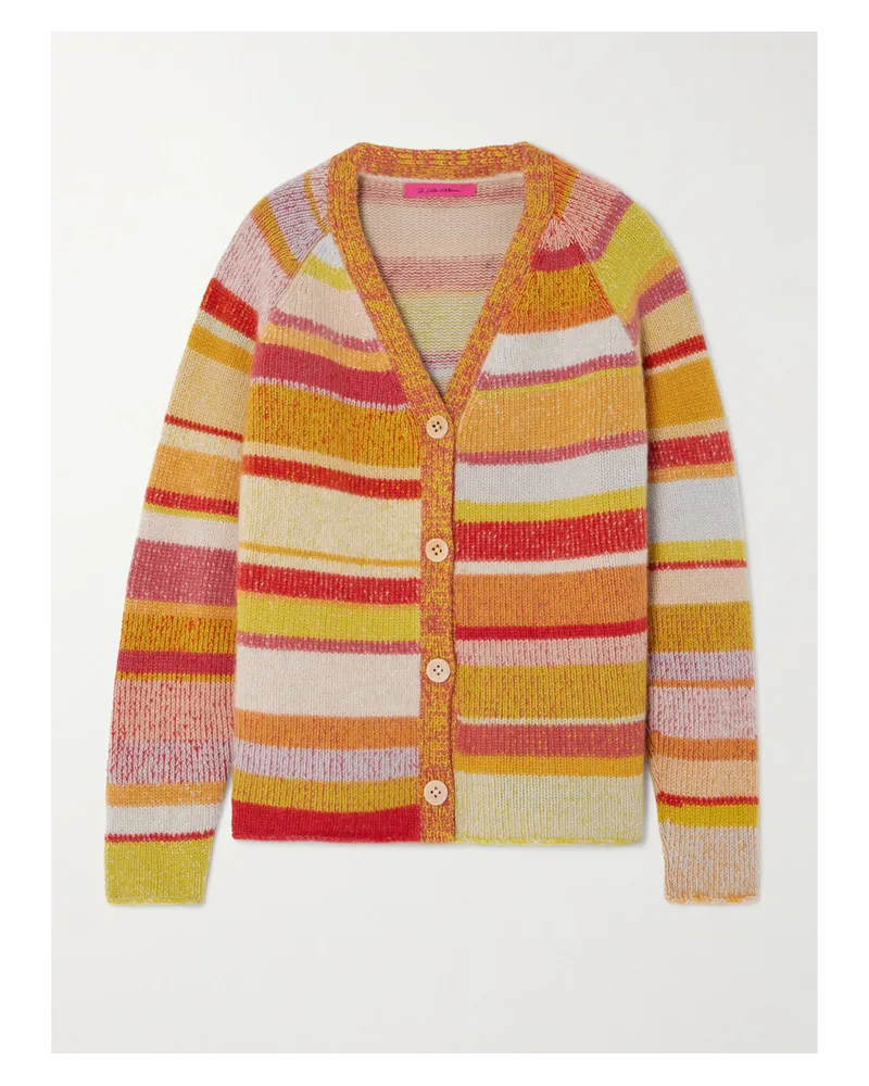 The Elder Statesman Gestreifter Cardigan aus Kaschmir Mehrfarbig