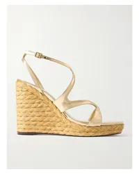 Jimmy Choo Ayla 110 Espadrille-wedges aus Metallic-leder Gold