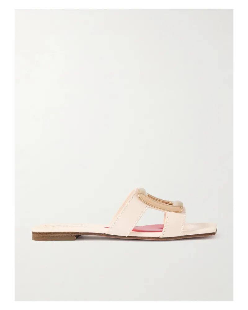 Roger Vivier Nagoya Embellished Cutout Leather Slides - Off-white Off-white