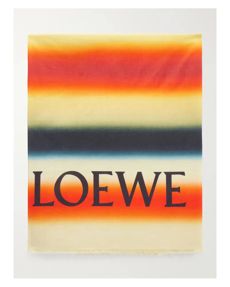 Loewe Paula's Ibiza Fringed Striped Cotton-voile Scarf - Multi Multi