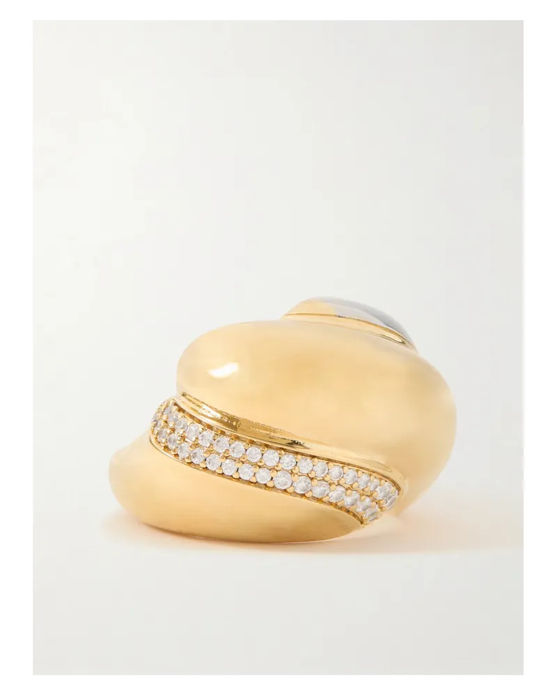 Saint Laurent Whirlwind farbener Ring mit Kristallen Gold