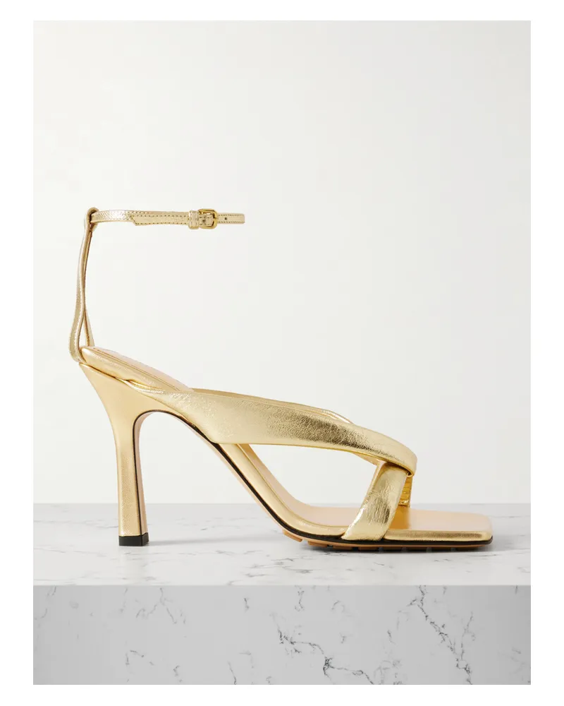 Bottega Veneta Riva Sandalen Aus Gepolstertem Metallic-leder Mit Verzierung - Gold Gold